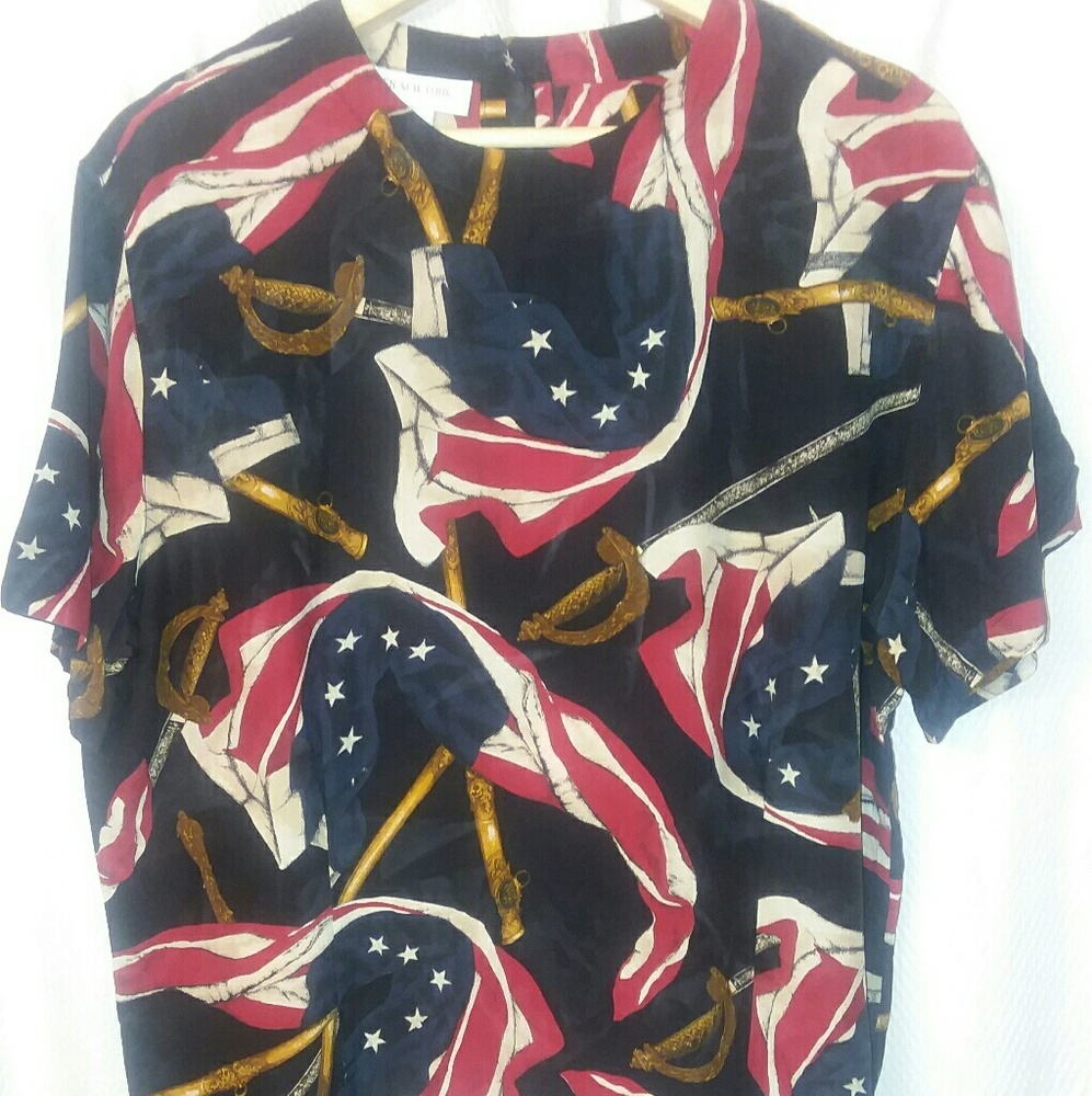Silk Flag Print Blouse - image 4